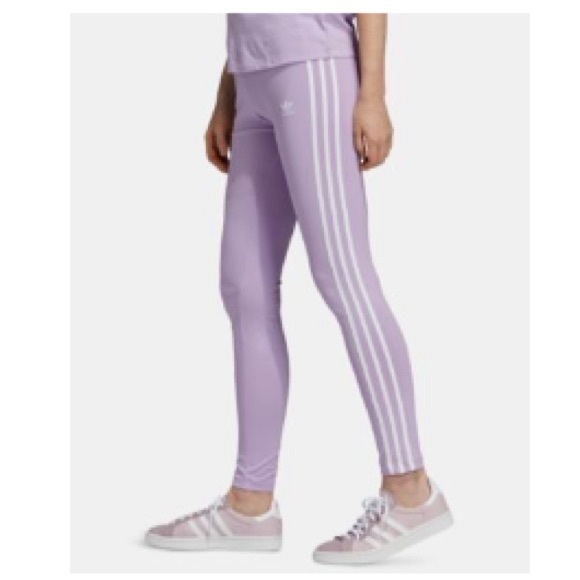 adidas Pants - Adidas Adicolor Three Stripe Leggings Purple Glow